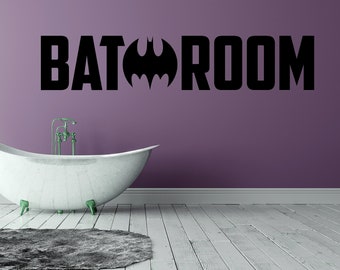 Bathroom Door Sign, Restroom Sign, Superhero Wall Decor, Bat Making H, Restroom Decal, Bathroom Wall Art, Superhero\ Vinyl Sticker