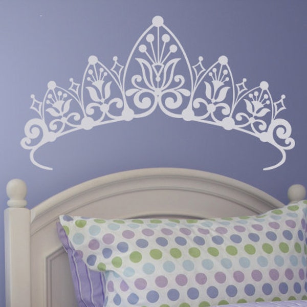 Princess Crown Wall Decor,Crowns and Tiaras Decal, Girl's Room Designs, Party Decoraction Baby Shower Gifts, Home Art, Nursery, Swirl Scroll