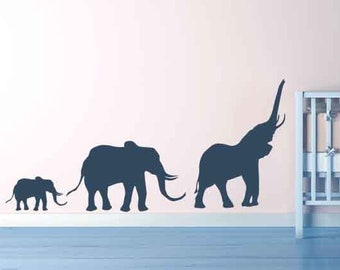 Elephant Wall Decal, Elephant Family Decor, Mommy and Me Decoration, Safari Animal Art, Boho Jungle