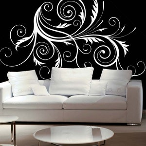 Elegant Swirl Wall Decal, Flourish Vine Accent, Corner Wall Decor, Acanthus Leaves Art, Scrollwork Wall Art, Leaf Wall Art, Old World Decal
