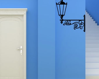 Street Light Wall Decal, Vintage Lantern Art, Streetlamp Decor, Pretend Play Room Design, Parisian Light Post Decoration