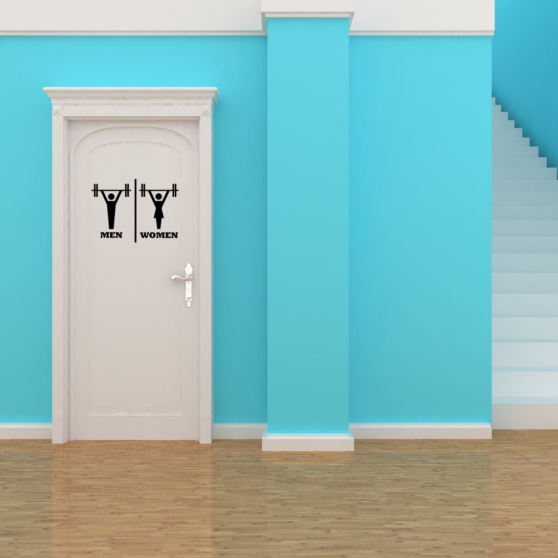 Bathroom Door Sign Restroom Artwork Men Women Weights Art Etsy