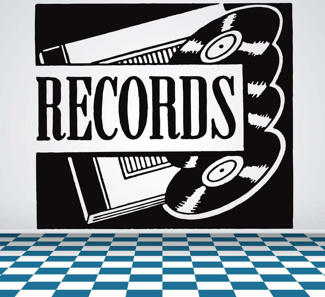 Vinyl Records Wall Decal, Retro LP Storage Sign, Record Store Vinyl ...