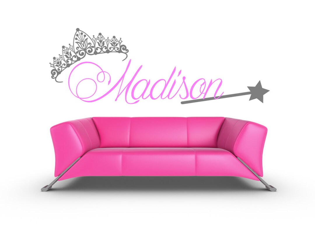 Princess Crown Wall Decal, Personalized Name Sign, Custom Tiara Art ...