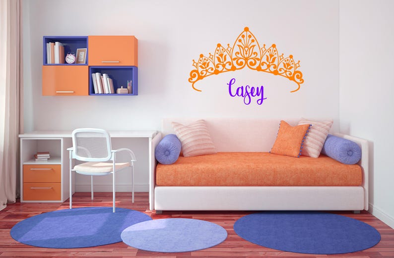 Princess Wall Decor, Tiara Decal, Crown Art, Custom Name Sign ...