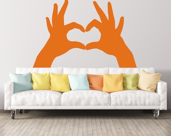Heart Wall Art, Hands Making Heart Decal, Sign Language Decoration, Love Decor, View Finder Design