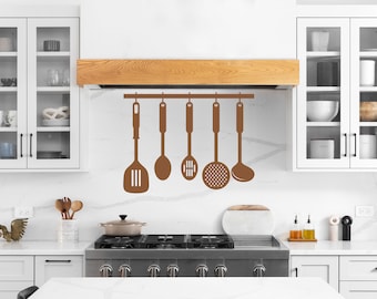 Kitchen Utensils Wall Decal, Hanging Cooking Utensils Art, Pretend Play Decor, Kid's Kitchen Stove, Playhouse Accessories