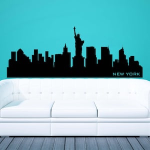 New York Wall Art, New York City Skyline Decal, Statue of Liberty Sticker, Manhattan Skyline Art, NYC Wall Decor, Skyscraper Cityscape Art
