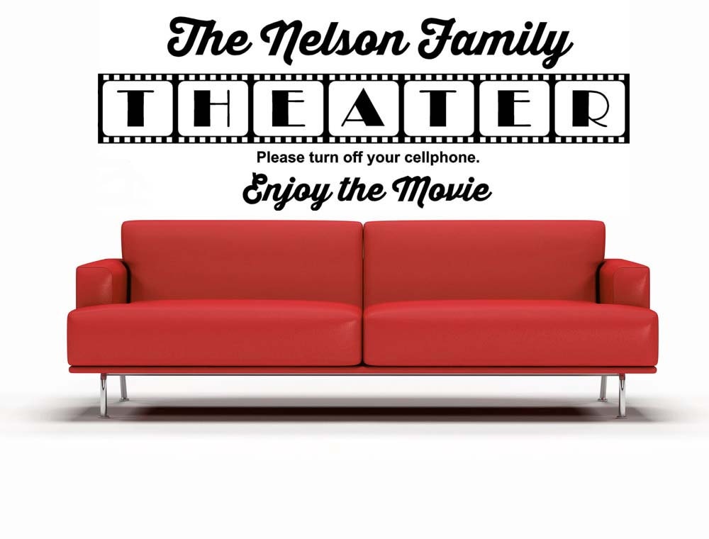 Theater Room Wall Decal, Personalized Movie Theatre, Family Room Sign…