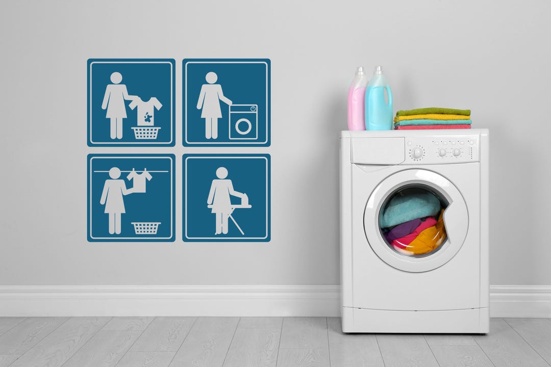 Laundry Room Art, Laundry Basket Decal, Cleaning Instructions Decor ...