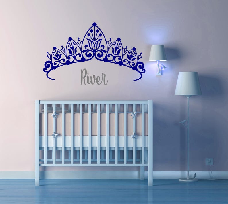 Princess Wall Decor, Tiara Decal, Crown Art, Custom Name Sign ...