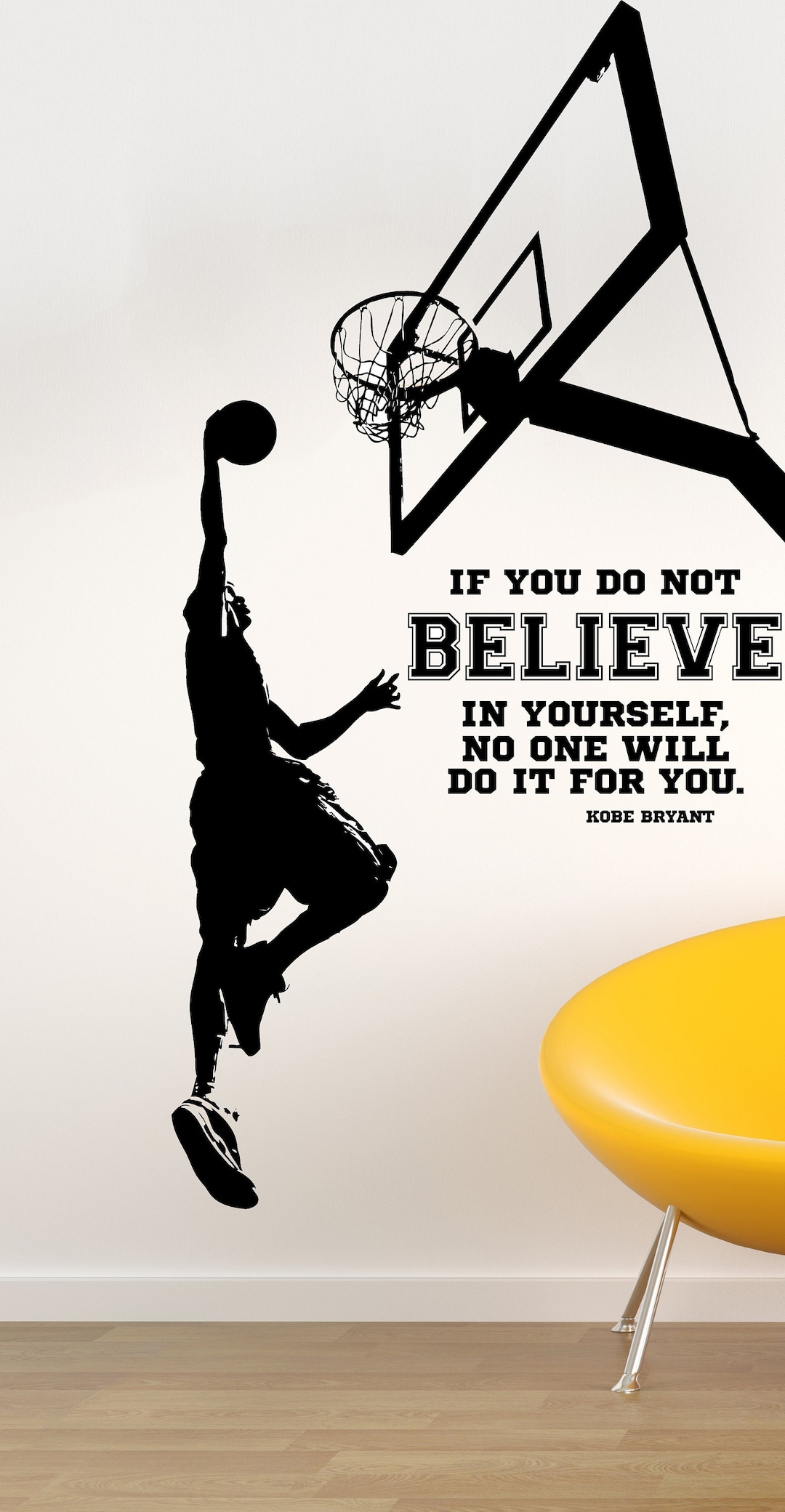 Kobe Bryant Wall Decal, Basketball Sport Room Decor, Inspirational