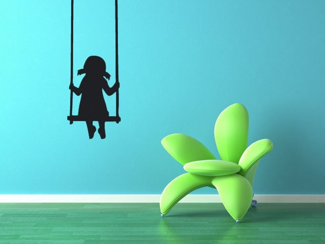 Swing Wall Decal, Toddler Silhouette, Playground Decor, Gift, Classroom