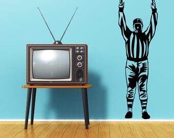 Football Wall Decal, Touchdown Art, Referee Decor, Mancave Decoration, Ref Design