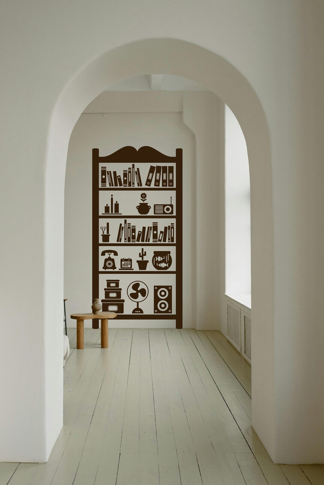 Bookshelf Wall Decal, Bookcase Sticker, Library Art, Reading Nook ...