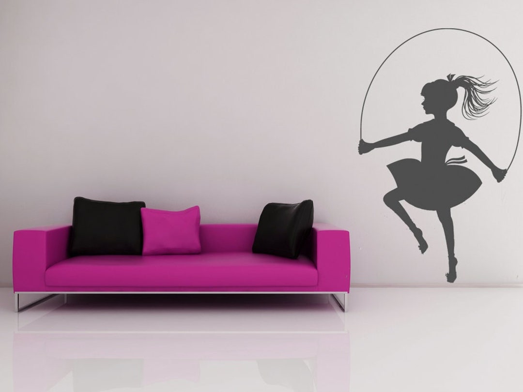 Jump Rope Art Children Silhouette Jumping Decoration Speed Etsy
