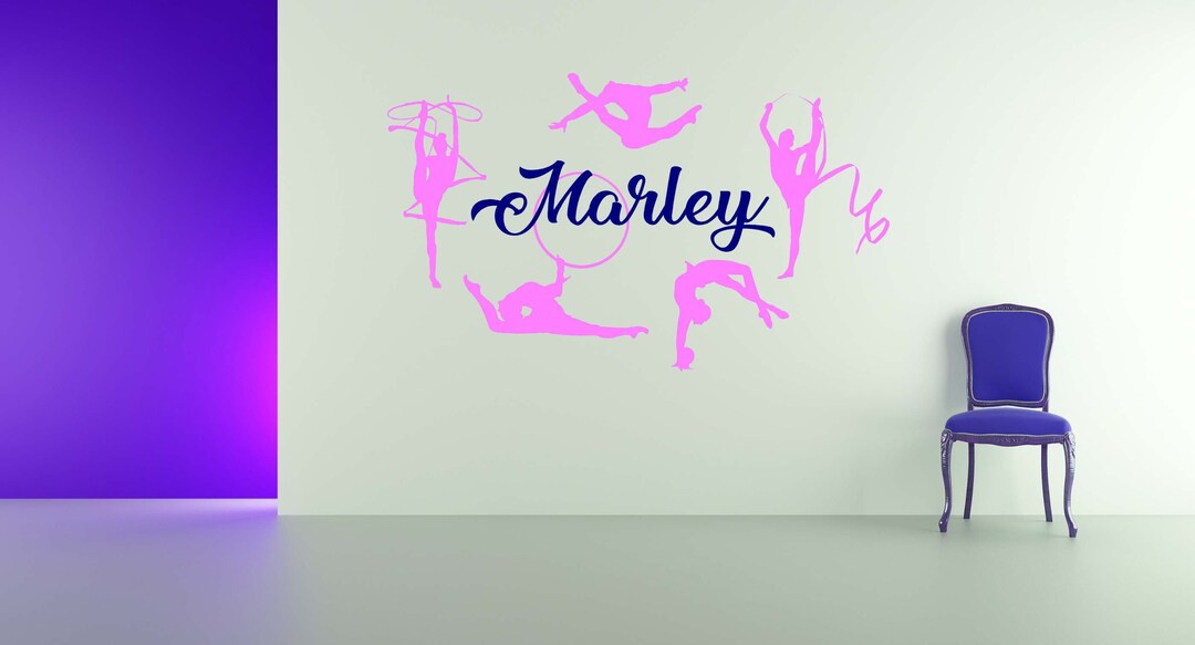 Gymnastics Wall Decal Gymnasts Decor Personalized Gifts Etsy