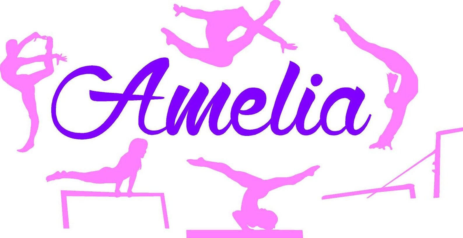 Gymnastics Wall Decal Gymnasts Decor Personalized Gifts Etsy