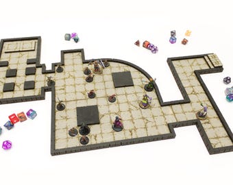 Dungeon Tile Bundle | Starter Set | Wooden Dungeon Tiles | Finished, Ready for Use | Modular | for TTRPGs like D&D, Pathfinder