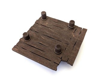 Corner Dock Piece for TTRPGs | 6" Grid System, Height Adjustable | Stained Plywood Terrain for Tabletop RPGs and Miniatures