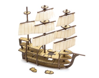 Rare Galleon // Magnetic Assembly // Masts, Yard Arms, Sails and Crows Nests // for Tabletop RPGs like D&D, Pathfinder