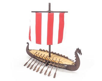 Magnetic Viking Longship with Mast, Yard and Sail for TTRPGs like D&D, Pathfinder, Daggerheart | Painted, Ready for Use