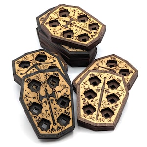 Contador de dados de superioridad para guerreros maestros de batalla / ¡Diseño actualizado! / Madera maciza cortada a láser, para D&D 5E