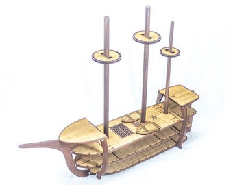 4-Tier Wooden Corvette Ship with Masts and Crows Nests // for Tabletop RPGs like D&D, Pathfinder
