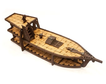 Brigantine Ship for D&D, Pathfinder, RPGs | New Larger Design | Plywood Build with Magnet Assembly | 3D Props for Miniatures, Tabletop Games