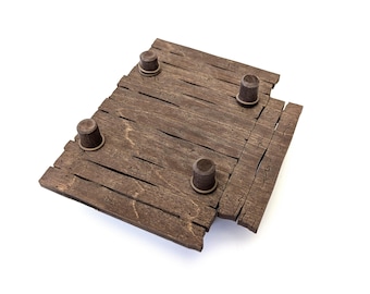 T Dock Piece for TTRPGs | 6" Grid System, Height Adjustable | Stained Plywood Terrain for Tabletop RPGs and Miniatures