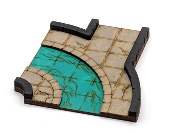 Sewer - Wide-to-Connector - Corner 1-Exit B // Add-On Dungeon Tile, Finished, Ready for Use // Customizable Battle Map for RPGs like D&D