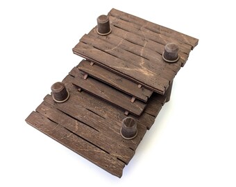 Stairs Dock Piece, 1 Inch Rise for TTRPGs | 6" Grid System, Height Adjustable | Stained Plywood Terrain for Tabletop RPGs and Miniatures