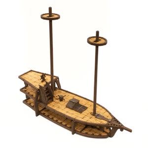 Brigantine Ship Common Bundle with Masts and Crows Nests for D&D, Pathfinder, RPGs | New Larger Design | Plywood Build with Magnet Assembly