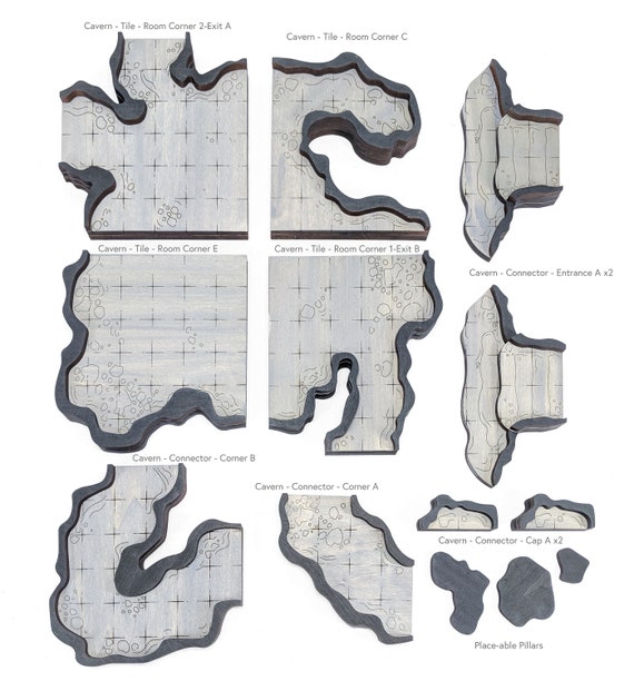 Cavern Dungeon Tile System Starter Set Stained Layers Solid Etsy
