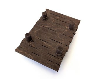 Straight Dock Piece for TTRPGs | 6" Grid System, Height Adjustable | Stained Plywood Terrain for Tabletop RPGs and Miniatures