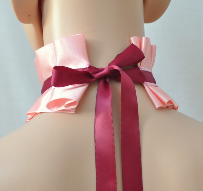 Lolita choker VICTORIAN pink choker ROMANTIC pink COLLAR pastel gothic choker Pink elegent satin necklace pink burgundy kawaii collar