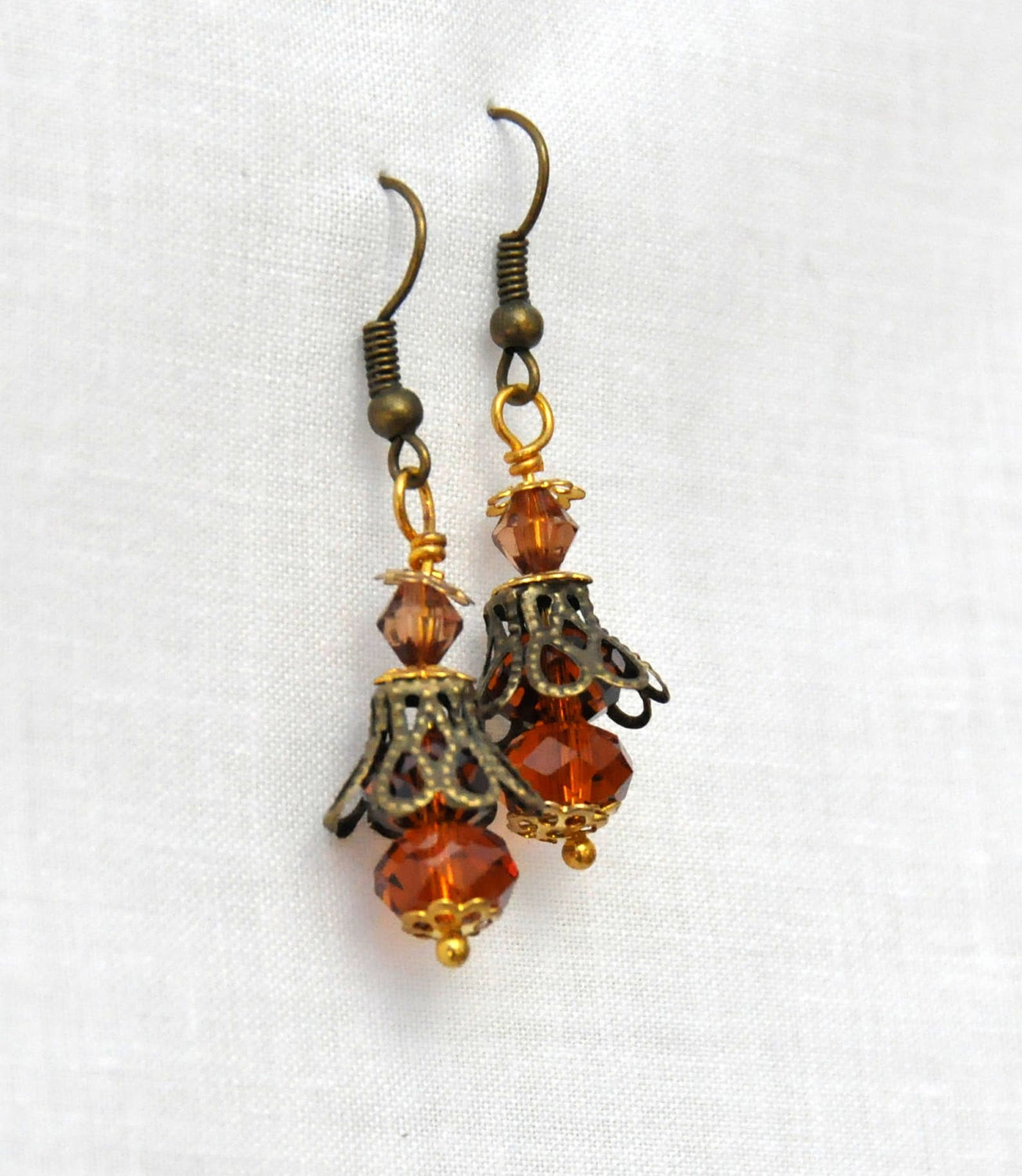 Bronze Victorian Earrings Bronze Drop Earrings Gold Earrings Etsy New