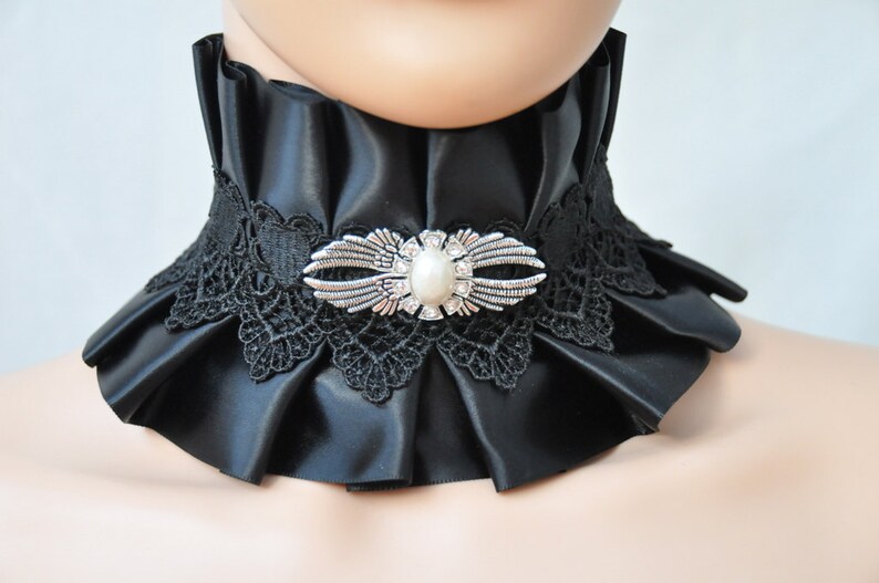 Black Satin Victorian Choker Lace Gothic Collar Gothic Satin - Etsy