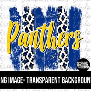 Panthers Royal Blue and Yellow Brushstrokes PNG File | Sublimation, Screen Print, DTF, DTG File | Instant Digital Download Png File