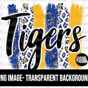 Pinceladas de tigres azules y dorados Archivo PNG / Sublimación, Serigrafía, DTF, Archivo DTG / Descarga digital instantánea Archivo Png