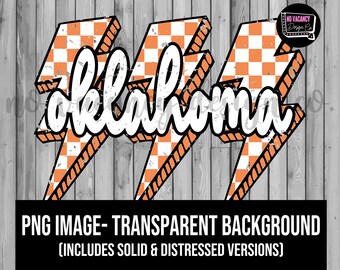 Fichier PNG damier orange de l'Oklahoma | Sublimation, sérigraphie, DTF, fichier DTG | Fichier PNG à téléchargement numérique instantané