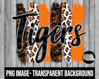 Orange Tigers Brushstrokes PNG File | Sublimation, Screen Print, DTF, DTG File | Instant Digital Download Png File