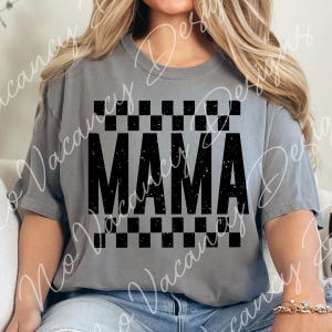 Distressed Mama Kariert Check Print Mom PNG Datei | Sublimationsdruck, Siebdruck, DTF-, DTG-Datei | Sofortiger digitaler Download Png-Datei