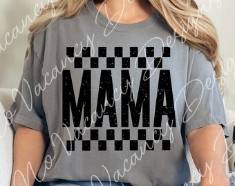 Distressed Mama Checkered Check Print Mom PNG File | Sublimation, Screen Print, DTF, DTG File | Instant Digital Download Png File