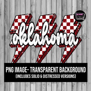 Maroon Oklahoma Checkered Bolt PNG File | Sublimation, Screen Print, DTF, DTG File | Instant Digital Download Png File