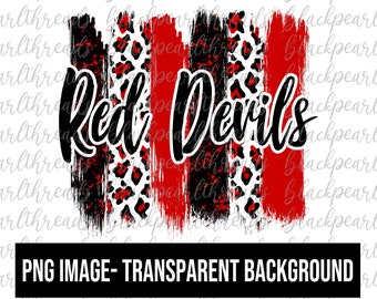 Red Devils Brushstrokes PNG File | Sublimation, Screen Print, DTF, DTG File | Instant Digital Download Png File