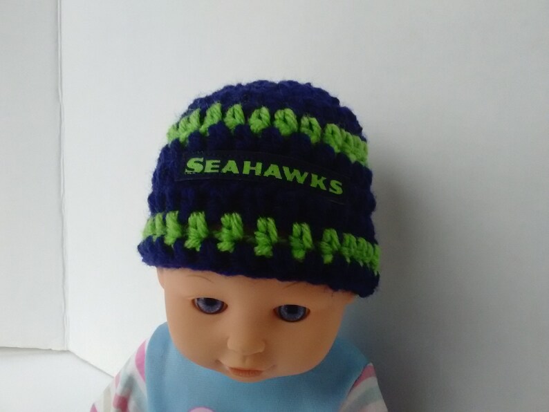 football teams hat,baby shower gift warm hat winter hat newborn photo prop Seattle Seahawks inspired preemie hat micro preemie