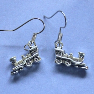 Silver Train Earrings,Train Spotter Gift,Train Driver Earrings,Train Themed Gift,Love Trains,Train Themed Earrings,Secret Santa,Stocking Fil