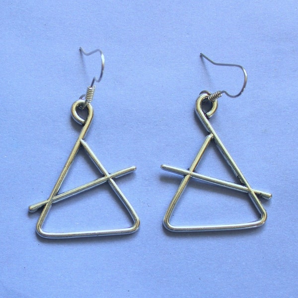 Music Earrings,Triangle Earrings,Musical Triangle Earrings,Triangle Instrument Earrings,Percussion Earrings,Secret Santa,Stocking Filler