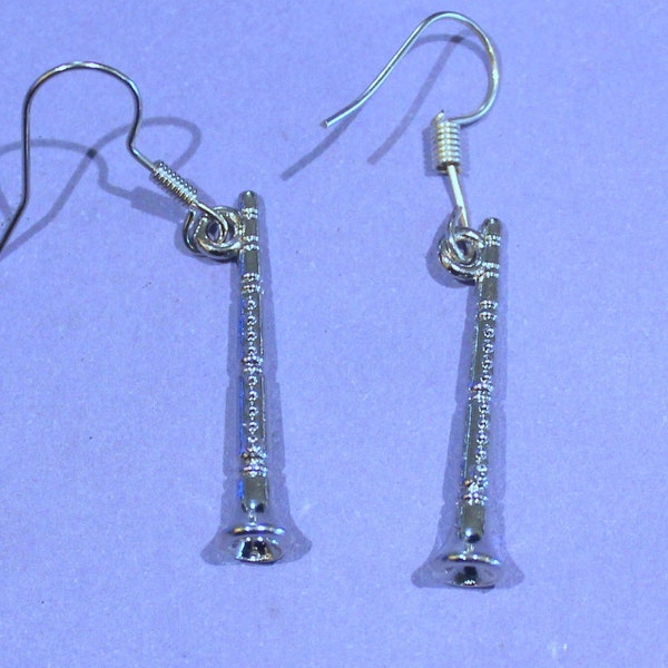 Silver Clarinet Earrings,Clarinettist Earrings,Gift for Clarinettist,Clarinet Player Gift,Woodwind Earrings,Secret Santa,Stocking Filler